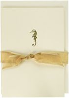 Graphique Seahorse La Petite Presse Notecards, 10 Durable Embossed and Embellished Gold Foil Seahorse Notes with Matching Envelopes, 3.25" x 4.75"