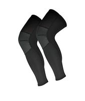 HaloYIYI Compression Full Leg Sleeves 2 Pack Unisex Thin Breathable Non-Slip Knee Brace (Black, X-Large)