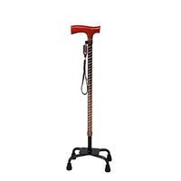 Xiao Jian Crutches - Seniors Four Feet Telescopic Mahogany Cane Multi-Purpose Anti-Slip Auxiliary Four-Claw Contraction Cane Crutch