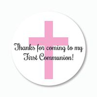 40ct - 2" First Communion Stickers, Thanks for Coming Labels, Choose Your Color (#296-P)
