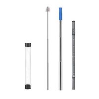 Lelife Portable Collapsible Telescopic Reusable Drinking Straws - Telescopic Folding Stainless Steel Metal Straw with Plastic Case & Cleaning Brush