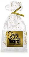 CakeSupplyShop Item#024CTC 24th Birthday/Anniversary Cheers Metallic Gold & Gold Swirl Party Favor Bags with Twist Ties