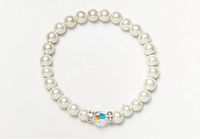 White & Crystal Magnetic Stretch Bracelet with Crystal Rondelles (7.5)