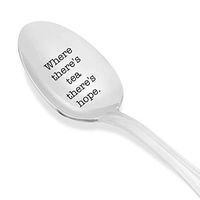 “Where There's Tea There's Hope” Engraved Stainless Steel Spoon Gift - Good Morning Coffee Lovers Christmas Gifts -Best Friend Inspiring Motivational Engraved Spoons