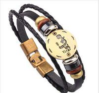 2018 Hot 1pcs virgo punk style Constellation Leather Bracelet Men Womens Stylish Charm Fashion Accesories Cheap Bangle Accessories Bangles