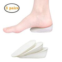 Height Increase Insole, Heel Lift Inserts, Gel Heel Cups Support Cushion Pads Shoe Insoles for Women to Relieve Heel Pain-3 Pairs (Gray 1.2’’ Height)