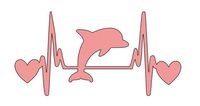 Home Grown Claremore I Love Dolphins - Vinyl Sticker Decal - 5.5" Width X 2.7" Height | Pink HGC1130