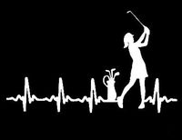 LLI Female Golfer Heartbeat | Decal Vinyl Sticker | Cars Trucks Vans Walls Laptop | White | 5.5 x 3.3 in | LLI1296