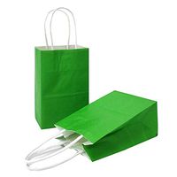 AZOWA Gift Bags Mini Small Kraft Paper Bags with Handles (4 x 2.4 x 6 in, Green, 25 Pcs)
