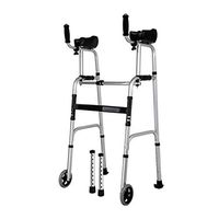 F&T Walker, Four-Legged Elderly Walker, Disabled Walking aid, Elderly Hemiplegia, Rehabilitation, Multi-Function Crutches (Color : Black)