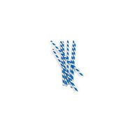 Kikkerland CU13BL, Blue and White Biodegradable Paper Straws, Striped, Box of 144