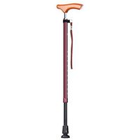 WXL Walking Stick Folding Telescopic Old Man Walking Stick Solid Wood Handle Aluminum Alloy Shock Absorption Anti-Skid Walking Stick (Color : Reddish Brown)