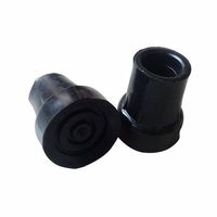 Crutch Tips Multiple Round Grain Rubber Colored Small Replacement, Non Slip Anti Skid Durable High-performance Pole Cane Pad, 3/4 Inch (Black Color)