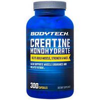 BodyTech 100 Pure Creatine Monohydrate 2250 MG Supports Muscle Strength Mass, 100 Servings (300 Capsules)