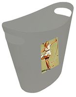 New! 2 Gallon Slim Style Wastebasket in a Grey Plastic Finish That Features Your Choice of a Novelty Theme Logo and a Free Trash Can Liner! (Pin Up)