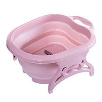 SAQIMA Foot Tub Portable Folding Travel Foot Wash Basin Feet Spa Bubbling Massage Buckets Wheel Bath-Tub Durable Washing Bucket (Pink)