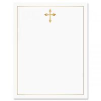 Golden Cross 2 Faith Letter Papers - Set of 25, Religious Stationery Papers, 8 1/2" x 11", Compatible Computer Paper, Christian Letterhead, Confirmation, Communion, Baptism