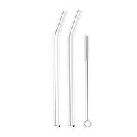 Hummingbird Glass Straws 12 inches x 9.5 mm Bent Reusable Straws