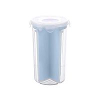 Everyfit- Kitchen Compartment Transparent Sealed Cans Food Storage Container, Airtight Watertight Cereal Box, Kitchen Storage Tank Can For Grains, Dried Fruit, Snacks, 4 Compartments(Blue)