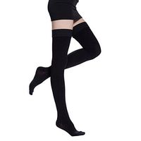 PPXGOGO Thigh High Compression Socks 20-30 mmHg Compression Stockings with Silicone Band (Black-Closed, XL)