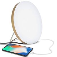 Brightech Light Therapy Lamp with Built-in USB Port for Charging - 10,000 LUX, LED UV Free, Full Spectrum Desk Light for Home and Office - Gold