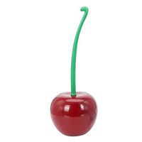 Wansan Toilet Brush and with Cherry Shaped Toilet Brush Holder 15" Long ABS Toilet Brush and Plunger Set Antislip Toilet Plunger - Red