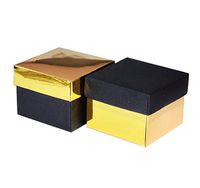 12 Gold and Black Favor Boxes, 2 5/8" x 2 5/8" x 2" Wedding Gift Boxes (Gold and Black)