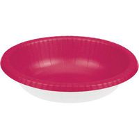 Club Pack of 200 Hot Magenta Pink and White Disposable Paper Party Banquet Dinner Bowls 20 oz