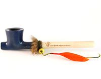 Mr. Brog Lakota Tobacco Pipe - Model No: Indian Peace Pipe Blue - Pear Wood Roots - Hand Made