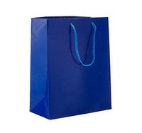 Prime Time Packaging Heavy Duty Standard Original Style Paper Tote Bag Set for Gifts, Party, Baby Shower, Kid’s Birthdays, Weddings, Lunch, Blue Royal Gloss, Pack of 100
