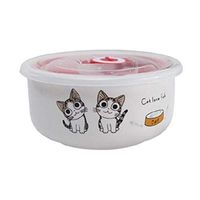 Bowl Bento Box Ceramic Grid Lunch Box with lid Sealed Lunch Box Tableware Microwave Oven Round Storage Box Bowl Steamed Egg Dessert Box Household tableware, retro bowl
