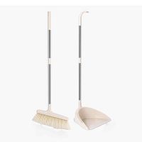 Broom and Dustpan With Long Handle Telescopic Up Plastic Stainless Steel Rod Non-stick Hair Broom And Dustpan Rotatable Non-Slip Handle Soft Brush Broom Set Suitable For Home Kitchen Lobby Floor Garde