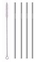Environmental protection 4pcs Stainless Steel Drinking Straws+1pcs Free Cleaning Brushes - Reusable