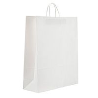 PTP - 16" x 6" x 19.25" White Kraft Paper Gift Tote Bags - 200 Count| Perfect for Birthdays, Weddings, Holidays and All Occasions | White or Natural Colors | Multiple Sizes