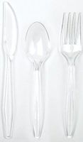 Amscan Clear 24 Pc Premuim Heavy Weight Plastic Party Cutlery Service of 8