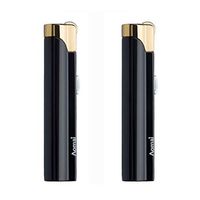 Windproof Jet Torch Butane Flame Butane Viewable Cigar Cigarette Lighter Replace Flint with Flame Lock Black (2 Packs)