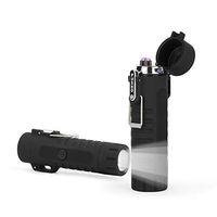 LIANTRAL Electric Arc Lighter, 2-in-1 Windproof Flameless Lighter Plasma Lighter with LED Flashlight for Fire, Candle - Outdoors Indoors (Black - Flashlight)