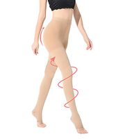 DCCDU Medical Compression Pantyhose for Women & Men, Gradient Compression Support Pantyhose Firm Support 20-30 mmHg Treatment Swelling, Varicose Veins, Edema(UP Grade) (Open Toe Beige, L)