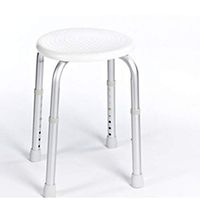 Bath Stool Antiskid White Shower Stool Bath Shower Chair Adjustable Safety Seat Bathing Stool with Aluminum Alloy Frame and Anti-Slip Foot Mat