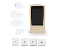 TENS Unit 16 Modes Pain Relief Body Massager Rechargeable Mini Muscle Stimulator Electronic Pulse Device Beige + Extra 4 Square Reusable Self-Stick Pads