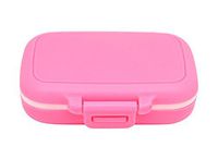 Meta-U Small Pill Box Supplement Case for Pocket or Purse - 3 Removable Compartments Travel Medication Carry Case - Daily Vitamin Organizer Box (Pink)