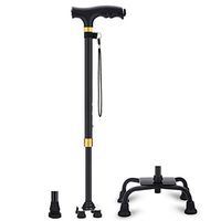 III- Walking Sticks Lightweight Aluminum Alloy Safety Walking Canes with LED Light with 4 Legs Non-Slip Rubber Base 3 Base,Weight capacity150kg (Size : B)