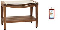 AquaTeak Patented 24" Asia Sling Teak Shower Bench with Shelf (Taupe Sling) & AquaTeak Premium Teak Oil