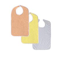 3 Terry Adult Bib with Hook and Loop Closure (Peach, Yellow, White)