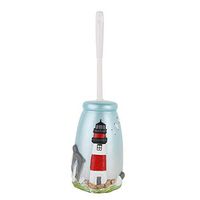Marine Lighthouse Pattern Toilet Brush Novelty Resin Bowl Brush and Holder for Household Bathroom Hotel Public Restroom Storage