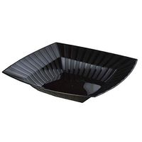BalsaCircle 30 pcs 32 oz Black Striped Plastic Square Bowls - Disposable Wedding Party Catering Tableware