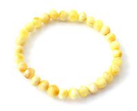 TipTop_Eco Baltic Amber Adult Stretch Bracelet - 8 Inches Long - Polished Milky Butter Beads (8 inches, Milky/Butter)