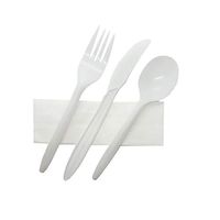 R Noble 80 Plastic Silverware Set with Napkins, Individually Wrapped, Disposable Silverware Set, Cutlery Kit