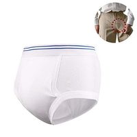 Men's Incontinence Underwear with Built in Absorbent Pad Surgical Recovery Washable Reusable Incontinence Briefs for Prostate Surgery (White, Large)