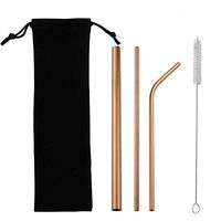 Trenton Reusable Straws, 2 Straight + 1 Curved Stainless Steel Drinking Straws with Cleaning Brushes and Carry Bag 3#